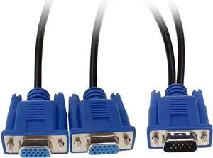 1FT VGA 1 Male to 2 Female Y Splitter Cable, HD15 VGA Video Splitter for Screen Duplication Monitor Projector 1FT VGA 1 Male to 2 Female Y Splitter Cable, HD15 VGA Video Splitter for Screen Duplication Monitor Projector