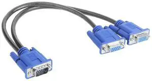 VGA 1 Male to 2 Female Y Splitter Cable, Single PC to Dual Monitors VGA Video Splitter Cord for Laptop Desktop PC VGA 1 Male to 2 Female Y Splitter Cable, Single PC to Dual Monitors VGA Video Splitter Cord for Laptop Desktop PC