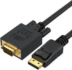 6FT Black Gold-Plated DisplayPort Male to VGA Male Cable, 1080P@60Hz Unidirectional DP to VGA Video Cord for Laptop PC TV Projector 6FT Black Gold-Plated DisplayPort Male to VGA Male Cable, 1080P@60Hz Unidirectional DP to VGA Video Cord for Laptop PC TV Projector
