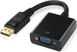 Black 20Pin DisplayPort Male to 15Pin VGA Female Adapter, 1080P DP to VGA Converter for MacBook ThinkPad PC Laptop Monitor Projector Black 20Pin DisplayPort Male to 15Pin VGA Female Adapter, 1080P DP to VGA Converter for MacBook ThinkPad PC Laptop Monitor Projector