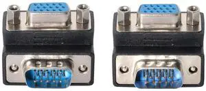 2 Pack 90 Degree Angled VGA Gender Changer, HDB15Pin SVGA Male to Female Right Angle Adapter for Monitor Projector Graphics Card 2 Pack 90 Degree Angled VGA Gender Changer, HDB15Pin SVGA Male to Female Right Angle Adapter for Monitor Projector Graphics Card