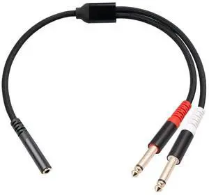 3.5mm Female to Dual 6.35mm Male Audio Splitter Cable, 1/8 Inch Stereo Jack to Two 1/4 Inch Mono 6.35 Plug Converter Cord 3.5mm Female to Dual 6.35mm Male Audio Splitter Cable, 1/8 Inch Stereo Jack to Two 1/4 Inch Mono 6.35 Plug Converter Cord