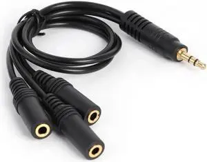 3.5mm 3-Pole Male to 3-Way Female Stereo Audio Y Splitter Cable, Gold Plated PVC AUX Headphone Splitter Adapter Cord 3.5mm 3-Pole Male to 3-Way Female Stereo Audio Y Splitter Cable, Gold Plated PVC AUX Headphone Splitter Adapter Cord