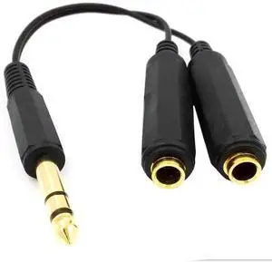 6.35mm 1/4 Inch Male to Dual Female Stereo Audio Y Splitter Cable, 1-in-2 Speaker Instrument AUX Extension Converter Cord 6.35mm 1/4 Inch Male to Dual Female Stereo Audio Y Splitter Cable, 1-in-2 Speaker Instrument AUX Extension Converter Cord