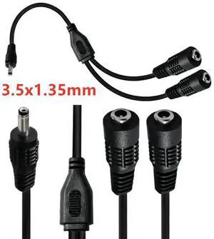 DC 3.5mm×1.35mm Y Splitter Cable, 1 Male to 2 Female DC Power Extension Cord Adapter for CCTV Security Cameras DC 3.5mm×1.35mm Y Splitter Cable, 1 Male to 2 Female DC Power Extension Cord Adapter for CCTV Security Cameras