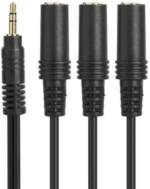 3.5mm TRRS Male to Triple 3.5mm Female 1/8" Stereo Audio Splitter Cable, Multi-Port AUX Sharing Y Adapter Cord for Phones Laptops Headphones Speakers 3.5mm TRRS Male to Triple 3.5mm Female 1/8" Stereo Audio Splitter Cable, Multi-Port AUX Sharing Y Adapter Cord for Phones Laptops Headphones Speakers