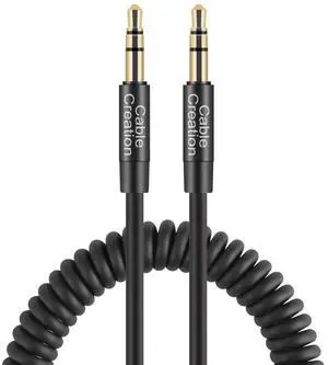 4FT Coiled 3.5mm Male to Male Stereo AUX Cable, Retractable Spring Aux Cord for Car Stereo Headphones Speakers All 1/8" Audio Devices, Black 4FT Coiled 3.5mm Male to Male Stereo AUX Cable, Retractable Spring Aux Cord for Car Stereo Headphones Speakers All 1/8" Audio Devices, Black