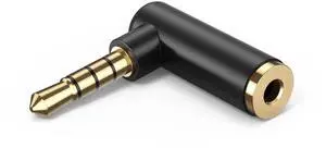 Right Angle 3.5mm TRRS Audio Adapter, 1/8 Inch Male to Female Stereo Headphone Jack Connector for Headsets, Game Controllers, Tablets, Speakers, Black Right Angle 3.5mm TRRS Audio Adapter, 1/8 Inch Male to Female Stereo Headphone Jack Connector for Headsets, Game Controllers, Tablets, Speakers, Black