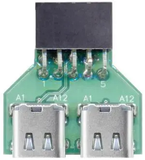 Dual USB-C Female to USB 2.0 Motherboard Header Adapter, 9Pin/10Pin Internal PCBA Converter, 480Mbps USB 2.0 Speed for PC Front Panel Dual USB-C Female to USB 2.0 Motherboard Header Adapter, 9Pin/10Pin Internal PCBA Converter, 480Mbps USB 2.0 Speed for PC Front Panel
