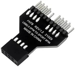 Motherboard USB 2.0 9Pin to USB3.0 19Pin Header Splitter Converter, Internal Adapter for RGB Fans & LED Lighting Strips Motherboard USB 2.0 9Pin to USB3.0 19Pin Header Splitter Converter, Internal Adapter for RGB Fans & LED Lighting Strips