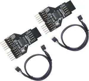 2 Pack 9 Pin USB 2.0 Header Splitter Board, 1 Female to 2 Male Internal USB Hub Adapter with 30CM Cable for RGB Fans & PC Front Panel 2 Pack 9 Pin USB 2.0 Header Splitter Board, 1 Female to 2 Male Internal USB Hub Adapter with 30CM Cable for RGB Fans & PC Front Panel