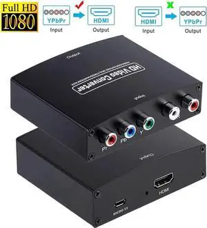 YPbPr Component to HDMI Converter, 5RCA RGB to HDMI Adapter, 1080P Component Input to HDMI Output Video Converter YPbPr Component to HDMI Converter, 5RCA RGB to HDMI Adapter, 1080P Component Input to HDMI Output Video Converter