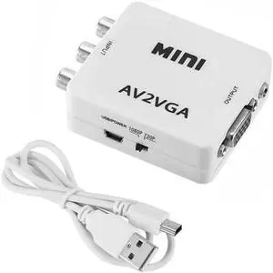 1080P RCA AV to VGA Video Converter, Analog CVBS Composite to VGA Signal Adapter for AV Devices Connect VGA Monitors 1080P RCA AV to VGA Video Converter, Analog CVBS Composite to VGA Signal Adapter for AV Devices Connect VGA Monitors