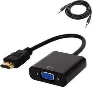 Black Active HDMI Male to VGA Female Converter Adapter with 3.5mm Audio Jack, 1080P HDMI to VGA Adapter for Laptop PC DVD HDTV Projector Chromebook Xbox Black Active HDMI Male to VGA Female Converter Adapter with 3.5mm Audio Jack, 1080P HDMI to VGA Adapter for Laptop PC DVD HDTV Projector Chromebook Xbox