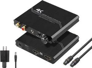 4K@60Hz HDMI 2.0b Audio Extractor with Volume Control Knob, HDMI to HDMI + Optical SPDIF Toslink + 3.5mm Stereo Audio Splitter Converter for PS5 PS4 PS3 Blu-ray Player 4K@60Hz HDMI 2.0b Audio Extractor with Volume Control Knob, HDMI to HDMI + Optical SPDIF Toslink + 3.5mm Stereo Audio Splitter Converter for PS5 PS4 PS3 Blu-ray Player