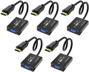 5 Pack MT-VIKI Gold-Plated HDMI Male to VGA Female Adapter, HDMI to VGA Video Converter Compatible Laptop Desktop Monitor Projector HDTV Chromebook Raspberry Pi Roku Xbox 5 Pack MT-VIKI Gold-Plated HDMI Male to VGA Female Adapter, HDMI to VGA Video Converter Compatible Laptop Desktop Monitor Projector HDTV Chromebook Raspberry Pi Roku Xbox