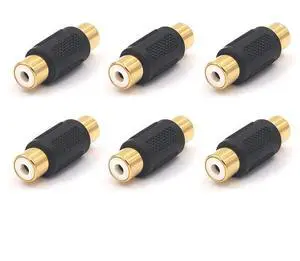 6 Pack Gold Plated RCA Female to Female Coupler, RCA Extension Connector for RCA Cables Amplifiers Speakers Phono Equipment 6 Pack Gold Plated RCA Female to Female Coupler, RCA Extension Connector for RCA Cables Amplifiers Speakers Phono Equipment