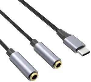 USB C to Dual 3.5mm Audio Splitter Adapter, Type-C Male to Two 3.5mm Female Y Aux Extender for Sharing Music on Phones & Tablets USB C to Dual 3.5mm Audio Splitter Adapter, Type-C Male to Two 3.5mm Female Y Aux Extender for Sharing Music on Phones & Tablets