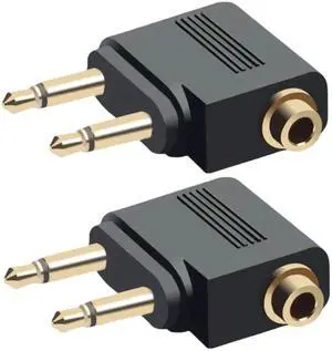 2 Pack Airplane Headphone Adapter, Gold-Plated Dual 3.5mm Male to Single 3.5mm Female Flight Audio Converter for Airline In-Flight Entertainment 2 Pack Airplane Headphone Adapter, Gold-Plated Dual 3.5mm Male to Single 3.5mm Female Flight Audio Converter for Airline In-Flight Entertainment