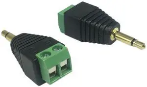 2 Pack Solderless 3.5mm TS Mono Male to 2-Pin Screw Terminal Adapter, Mono Audio Balun AUX Converter 2 Pack Solderless 3.5mm TS Mono Male to 2-Pin Screw Terminal Adapter, Mono Audio Balun AUX Converter