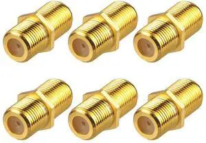 6 Pack Gold-Plated F-Type Female to Female Coax Couplers, RG6 RG59 Coaxial Cable Extension Connectors for TV Antenna Satellite Cable 6 Pack Gold-Plated F-Type Female to Female Coax Couplers, RG6 RG59 Coaxial Cable Extension Connectors for TV Antenna Satellite Cable