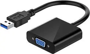 USB 3.0 to VGA High Speed Video Adapter, Male to Female 1080P Full HD Multi-Monitor Converter, No CD Driver Required, Black for Windows 7/8/8.1/10 Laptop PC Monitor Projector HDTV USB 3.0 to VGA High Speed Video Adapter, Male to Female 1080P Full HD Multi-Monitor Converter, No CD Driver Required, Black for Windows 7/8/8.1/10 Laptop PC Monitor Projector HDTV