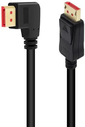 6FT/1.8M Right Angle DP 1.4 Male to Male Cable, 90 Degree Angled DisplayPort 1.4 Cord Support 8K@60Hz, 4K@144Hz & 1080P@240Hz for Gaming Monitor, GPU 6FT/1.8M Right Angle DP 1.4 Male to Male Cable, 90 Degree Angled DisplayPort 1.4 Cord Support 8K@60Hz, 4K@144Hz & 1080P@240Hz for Gaming Monitor, GPU
