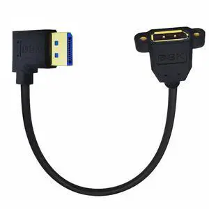 90 Degree Right Angled DP Male to Female Extension Cable, 8K High Bandwidth DisplayPort Extender Cord for Gaming GPU, Monitor, Desktop PC 90 Degree Right Angled DP Male to Female Extension Cable, 8K High Bandwidth DisplayPort Extender Cord for Gaming GPU, Monitor, Desktop PC