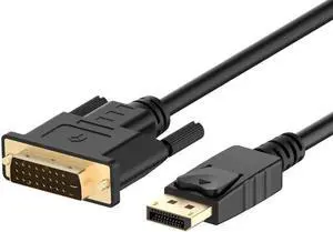 6FT Gold-Plated DisplayPort Male to DVI Male Cable, 1080P@60Hz DP to DVI-D/I Video Cord Compatible with PC, Laptop, GPU, Monitor, Projector & HDTV 6FT Gold-Plated DisplayPort Male to DVI Male Cable, 1080P@60Hz DP to DVI-D/I Video Cord Compatible with PC, Laptop, GPU, Monitor, Projector & HDTV