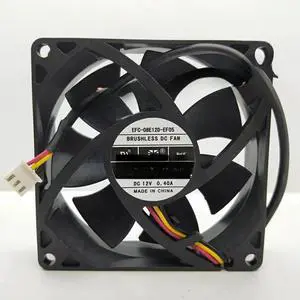 EFC-08E12D-EF05 8025 80mm DC 12V 0.40A 3-Wire Dual Ball Bearing Cooling Fan for Elevator Inverter EFC-08E12D-EF05 8025 80mm DC 12V 0.40A 3-Wire Dual Ball Bearing Cooling Fan for Elevator Inverter