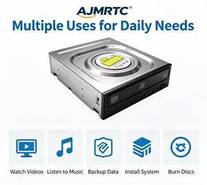 AJMRTC 3.5 Inch SATA Internal Desktop DVD RW Burner Drive, DVD CD Reader Writer M-DISC Supported, 16X DVD Read 24X DVD Burn, Compatible with Windows XP/Vista/8/10 PC Optical Disc Player AJMRTC 3.5 Inch SATA Internal Desktop DVD RW Burner Drive, DVD CD Reader Writer M-DISC Supported, 16X DVD Read 24X DVD Burn, Compatible with Windows XP/Vista/8/10 PC Optical Disc Player