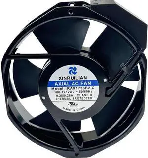 XINRUILIAN RAH1738B2-C AC Axial Cooling Fan 100-125VAC 0.25/0.26A 50/60Hz 172×150×38mm Industrial Cabinet Fan with 2-Pin BTH Connector XINRUILIAN RAH1738B2-C AC Axial Cooling Fan 100-125VAC 0.25/0.26A 50/60Hz 172×150×38mm Industrial Cabinet Fan with 2-Pin BTH Connector