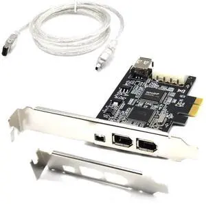 PCIe IEEE 1394 Firewire Card, 4-Port 1394a Firewire 800 Adapter (3×6Pin +1×4Pin), Compatible Win7/8/10 Mac OS, Low Profile Bracket + Firewire Cable Included PCIe IEEE 1394 Firewire Card, 4-Port 1394a Firewire 800 Adapter (3×6Pin +1×4Pin), Compatible Win7/8/10 Mac OS, Low Profile Bracket + Firewire Cable Included