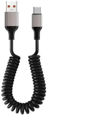 6A High Current Spring USB to USB C Fast Charging Cable, Retractable Spring Type-C Charger Wire for USB-C Devices 6A High Current Spring USB to USB C Fast Charging Cable, Retractable Spring Type-C Charger Wire for USB-C Devices