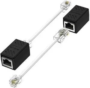 2 Pack RJ11 Male to RJ45 Female Adapter, 6P4C Phone Jack to 8P8C Ethernet Converter for Landline Telephone Wiring 2 Pack RJ11 Male to RJ45 Female Adapter, 6P4C Phone Jack to 8P8C Ethernet Converter for Landline Telephone Wiring
