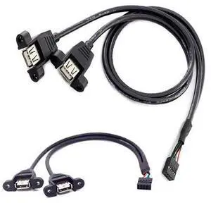 1m Motherboard USB 2.0 9 Pin Header to Dual USB Type A Female Adapter Cable, Internal Front Panel USB Expansion Cord with Screw Mount Holes, 480Mbps High Speed for Desktop PC Chassis Modding 1m Motherboard USB 2.0 9 Pin Header to Dual USB Type A Female Adapter Cable, Internal Front Panel USB Expansion Cord with Screw Mount Holes, 480Mbps High Speed for Desktop PC Chassis Modding