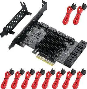 10 Ports PCIe SATA 3.0 Controller Card with 10 SATA Cables & Low Profile Bracket, 6Gbps PCIe Storage Expansion Card for 10 SATA HDD SSD Devices 10 Ports PCIe SATA 3.0 Controller Card with 10 SATA Cables & Low Profile Bracket, 6Gbps PCIe Storage Expansion Card for 10 SATA HDD SSD Devices
