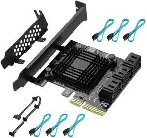 6 Ports PCIe SATA 3.0 Expansion Card with ASM1166 Chip, PCI Express to SATA III 6Gbps Storage Controller Adapter 6 Ports PCIe SATA 3.0 Expansion Card with ASM1166 Chip, PCI Express to SATA III 6Gbps Storage Controller Adapter