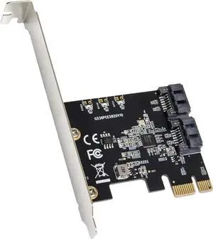 2 Port PCIe 3.0 X1 SATA 3.0 Non-RAID Controller Card, Jmicro Chipset Model SI-PEX40148 Storage Expansion Adapter 2 Port PCIe 3.0 X1 SATA 3.0 Non-RAID Controller Card, Jmicro Chipset Model SI-PEX40148 Storage Expansion Adapter