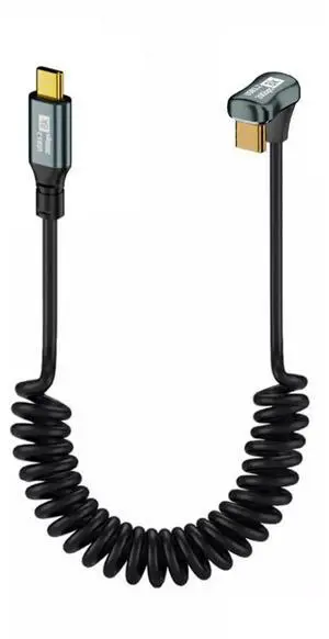 6ft Coiled USB3.2 180° Angled USB-C to USB-C Cable, 20Gbps 100W PD Fast Charging 8K@60Hz Video Cord for Laptop Phone Tablet 6ft Coiled USB3.2 180° Angled USB-C to USB-C Cable, 20Gbps 100W PD Fast Charging 8K@60Hz Video Cord for Laptop Phone Tablet