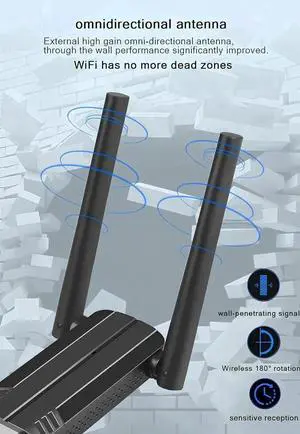 AX1800 USB 3.0 WiFi 6 Adapter for Desktop PC, Dual Band 2.4G+5G Wireless Dongle with 2×5dBi High Gain Antennas, Compatible with Windows 11/10 AX1800 USB 3.0 WiFi 6 Adapter for Desktop PC, Dual Band 2.4G+5G Wireless Dongle with 2×5dBi High Gain Antennas, Compatible with Windows 11/10