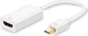 White Mini DP to HDMI Adapter, 4K Mini DisplayPort (Thunderbolt Compatible) Male to Female AV Converter for MacBook & iMac White Mini DP to HDMI Adapter, 4K Mini DisplayPort (Thunderbolt Compatible) Male to Female AV Converter for MacBook & iMac