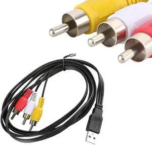 1.5M USB to 3 RCA AV Composite Cable, USB 2.0 A Male to Triple RCA Male Audio Video Adapter Cord for USB-Supported TVs & PCs 1.5M USB to 3 RCA AV Composite Cable, USB 2.0 A Male to Triple RCA Male Audio Video Adapter Cord for USB-Supported TVs & PCs