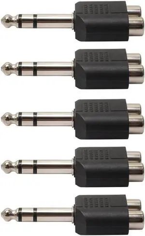 5Pcs/Lot 6.35mm 1/4 Inch Stereo Male to Dual RCA Female Audio Splitter Adapter, 6.35 to RCA Balanced Sound Converter Connector 5Pcs/Lot 6.35mm 1/4 Inch Stereo Male to Dual RCA Female Audio Splitter Adapter, 6.35 to RCA Balanced Sound Converter Connector
