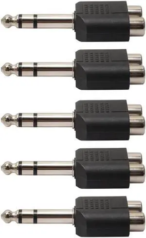 5 Pack 6.35mm 1/4 Inch Stereo Male Plug to Dual RCA Female Y Splitter Audio Adapter Converter 5 Pack 6.35mm 1/4 Inch Stereo Male Plug to Dual RCA Female Y Splitter Audio Adapter Converter