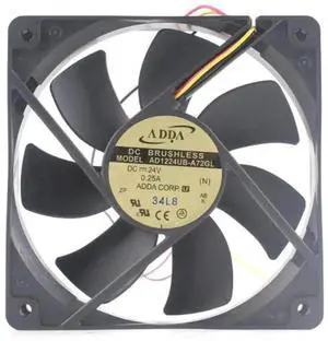 ADDA AD1224UB-A72GL DC Axial Cooling Fan 12025 120×120×25mm 24V 0.25A 3-Wire RD Alarm Signal Fan ADDA AD1224UB-A72GL DC Axial Cooling Fan 12025 120×120×25mm 24V 0.25A 3-Wire RD Alarm Signal Fan