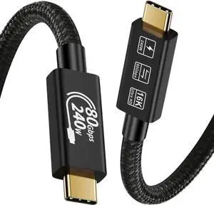 6.6FT Thunderbolt 5 USB4 Cable 80Gbps 240W PD Support 16K@60Hz USB-C to USB-C Cord 6.6FT Thunderbolt 5 USB4 Cable 80Gbps 240W PD Support 16K@60Hz USB-C to USB-C Cord
