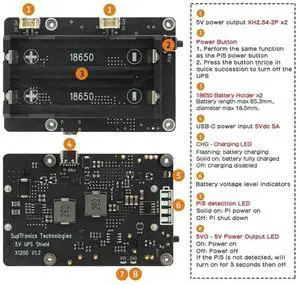 X1200 UPS Power Management Expansion Board Compatible with Raspberry Pi 5, Lithium Battery Not Included X1200 UPS Power Management Expansion Board Compatible with Raspberry Pi 5, Lithium Battery Not Included