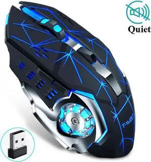 2.4G Wireless Rechargeable Silent Gaming Mouse, 2400 DPI Adjustable 7 Color Breathing Backlit Mouse for PC Laptop Gamer 2.4G Wireless Rechargeable Silent Gaming Mouse, 2400 DPI Adjustable 7 Color Breathing Backlit Mouse for PC Laptop Gamer