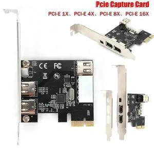PCI-E 1X to 16X 1394 Firewire Video Capture Card, 3-Port DV Capture Card with 6Pin to 4Pin Cable, Driver-Free for Desktop PC PCI-E 1X to 16X 1394 Firewire Video Capture Card, 3-Port DV Capture Card with 6Pin to 4Pin Cable, Driver-Free for Desktop PC